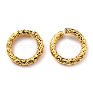 304 Stainless Steel Open Jump Rings, Textured Ring, Real 24K Gold Plated, 7 Gauge, 12x2mm, Inner Diameter: 8mm(STAS-B045-10G)