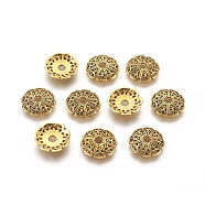 Tibetan Style Alloy Bead Caps, Lead Free and Cadmium Free, Antique Golden, 13x2.5mm, Hole: 2.5mm(GLF1434Y)