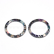Cellulose Acetate(Resin) Pendants, Ring, Colorful, 34.5x34.5x2.5mm, Hole: 1.5mm(X-KY-S121F-500)