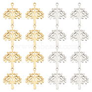 16Pcs 2 Colors Ion Plating(IP) 304 Stainless Steel Pendants, Tree of Life Charms, Golden & Stainless Steel Color, 17x14.5x1.4mm, Hole: 1.4mm, 8pcs/color(STAS-UN0048-10)