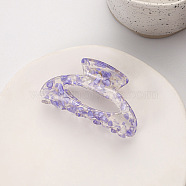 Transparent Floral Pattern Acrylic Claw Hair Clips, Hair Accessories for Girl, Women, Medium Slate Blue, 82mm(PW23031334307)
