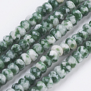 Natural Green Spot Jasper Beads Strands, Faceted, Rondelle, 4~4.5x2~2.5mm, Hole: 1mm, about 150pcs/strand, 15.1  inch~15.3 inch(38.5~39cm)(G-K255-07)