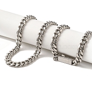 304 Stainless Steel Curb Necklaces, Stainless Steel Color, 23.54 inch(59.8cm)(NJEW-Q337-04C-P)