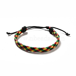 PU Imitation Leather Braided Cord Bracelets for Women, Adjustable Waxed Cord Bracelets, Colorful, 3/8 inch(0.9cm), Inner Diameter: 2-3/8~3-1/2 inch(6.1~8.8cm)(BJEW-M290-01H)