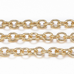 Ion Plating(IP) 304 Stainless Steel Cable Chains, Soldered, Oval, Real 18K Gold Plated, 2x1.5x0.4mm(X-CHS-H009-04G)