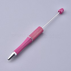 Plastic Beadable Pens, Press Ball Point Pens, for DIY Pen Decoration, Pale Violet Red, 144x12mm, The Middle Pole: 2mm(AJEW-L082-A01)