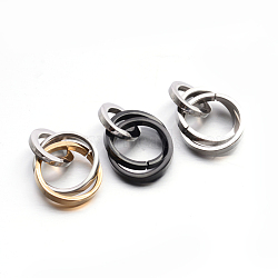 304 Stainless Steel Interlocking Ring Pendants, Mixed Color, 37.5~38x21mm ring: 12~21x2~3mm, inner diameter: 8mm and 17.5mm..(STAS-E090-90)