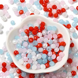 Glass Beads, Faceted, Rondelle, Orange Red, 6x5mm, Hole: 1mm, about 280pcs/60g(EGLA-A034-SM6mm-41)