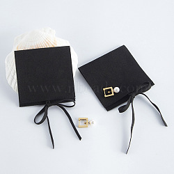 Microfiber Jewelry Storage Gift Pouches, Envelope Bags with Flap Cover, for Jewelry, Watch Packaging, Square, Black, 9x9cm(PAAG-PW0010-003D-03)