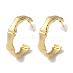 PVD Vacuum Plating 201 Stainless Steel Studs Earring, with 304 Stainless Steel Pin, Bamboo Joint, Real 18K Gold Plated, 24x5.5mm(EJEW-B059-20G)