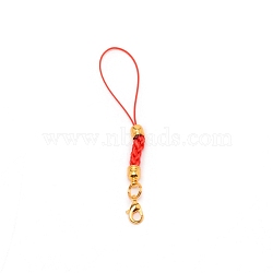 Polyester Cord Mobile Straps, with Golden Iron Findings, Red, 88mm(MOBA-TAC0001-01A)