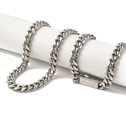 Non-Tarnish 304 Stainless Steel Curb Necklaces, Stainless Steel Color, 23.54 inch(59.8cm)(NJEW-Q337-04C-P)