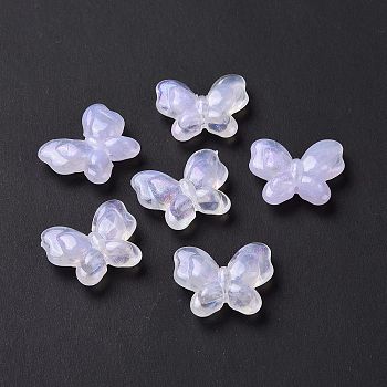 Opaque Acrylic Beads, Glitter Beads, Butterfly, Lilac, 17x20x5.5mm, Hole: 1.6mm, about 415pcs/500g