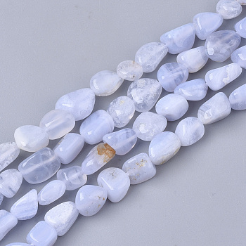 Natural Blue Lace Agate Beads Strands, Nuggets, Tumbled Stone, 5~11x5~8x3~6mm, Hole: 0.8mm, about: 52~56pcs/Strand, 15.94 inch(40.5cm)