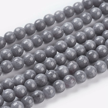 Natural Mashan Jade Beads Strands, Dyed, Round, Gray, 4mm, Hole: 0.7mm, about 96pcs/strand, 15.5 inch
