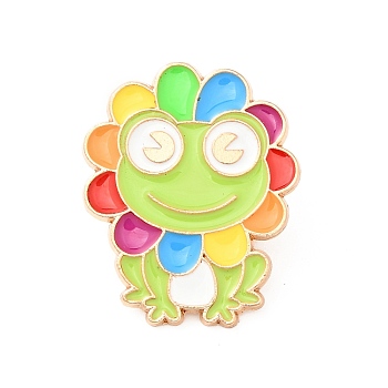 Colorful Animal Enamel Pin, Gold Plated Alloy Badge for Backpack Clothes, Frog Pattern, 29.5x24x1.5mm