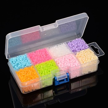8 Color PE DIY Melty Beads Fuse Beads Refills, Tube, Mixed Color, 3~3.3x2.5~2.6mm, about 295pcs/compartment, 2360pcs/box