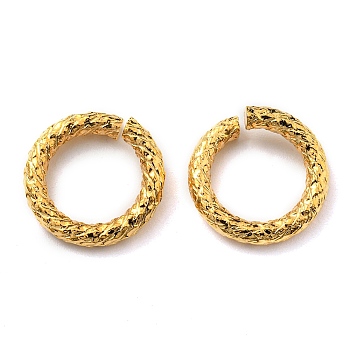 304 Stainless Steel Open Jump Rings, Textured Ring, Real 24K Gold Plated, 7 Gauge, 12x2mm, Inner Diameter: 8mm