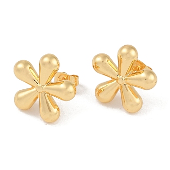 201 Stainless Steel Flower Stud Earrings, with 304 Stainless Steel Pin, Golden, 16.5x17mm