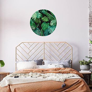 Translucent PVC Self Adhesive Wall Stickers, Waterproof Building Decals for Home Living Room Bedroom Wall Decoration, Leaf, 800x390mm, 2 sheets/set