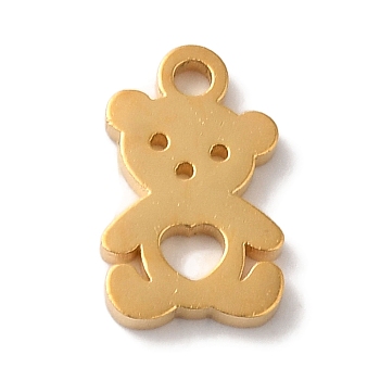 PVD Vacuum Plating 304 Stainless Steel Charms, Laser Cut, Bear with Heart Charms, Golden, 9.5x6x1mm, Hole: 1.2mm