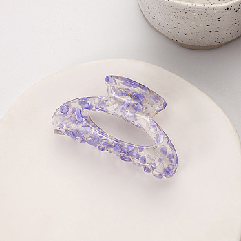 Transparent Floral Pattern Acrylic Claw Hair Clips, Hair Accessories for Girl, Women, Medium Slate Blue, 82mm