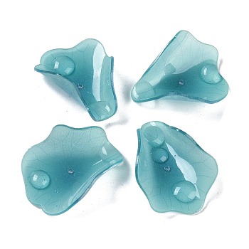 Lotus Leaf Bead Caps, for DIY Jewelry Making, Dark Turquoise, 29~31.5x21~22x9.5~11.5mm, Hole: 1.2mm