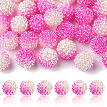 Imitation Pearl Acrylic Beads, Berry Beads, Combined Beads, Round, Magenta, 12mm, Hole: 1mm