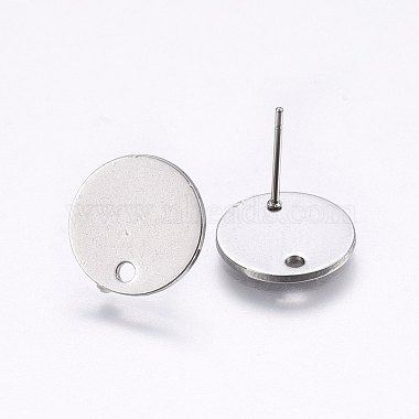 Flat Plate 201 Stainless Steel Stud Earring Findings(STAS-I095-04P-B)-2