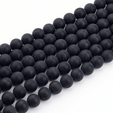 10mm Black Round Black Agate Beads