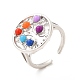 Colorful Resin Beaded Tree of Life Open Cuff Ring(RJEW-G274-02P)-1