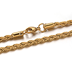 304 Stainless Steel Rope Chain Necklaces, with Lobster Claw Clasps, Golden, 23.6 inch(60cm), 4mm(NJEW-M151-26G)