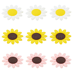 9Pcs 3 Colors Food Grade Eco-Friendly Silicone Beads, Sunflower, Mixed Color, 39.5~40x9.5mm, Hole: 2mm, 3pcs/color(SIL-LP0001-01)