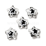 Glass with Enamel Beads, Star, Black, 12~13x12~13x6~6.5mm, Hole: 0.9~1.2mm(LAMP-M011-01C)
