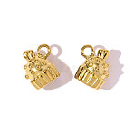 304 Stainless Steel Pendants, Cake Charms, Mirror Polished Finish, Ion Plating(IP), Real 18K Gold Plated, 12x9mm(STAS-OY008-46G)