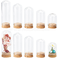 15Pcs 5 Styles Clear Glass Dome Cover, Decorative Display Case, Cloche Bell Jar Terrarium with Cork Base, Clear, 2.95~3x4.7~8.8cm, Inner Diameter: 2.45~2.5cm, Capacity: 18ml(0.61fl. oz)~40ml(1.35fl. oz), 3pcs/style(CON-SC0001-02)