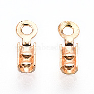 Brass Folding Crimp Ends, Fold Over Crimp Cord Ends , Nickel Free, Real 18K Gold Plated, 7.5x2x1.5mm, Hole: 1mm(X-KK-Q735-75G)
