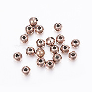 304 Stainless Steel Spacer Beads, Round, Rose Gold, 4x3.5mm, Hole: 1.2mm(X-STAS-L187-4mm-09RG)