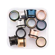 12Pcs 6 Colors 316 Surgical Stainless Steel Screw Ear Gauges Flesh Tunnels Plugs, Mixed Color, 1/2 inch(12mm), 2pcs/color(STAS-YW0001-16B)