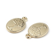 Alloy Pendants, Oval with Tree of Life Charm, Golden, 18.5x12x2mm, Hole: 2mm(PALLOY-K001-31)