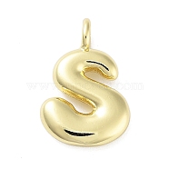 Rack Plating Brass Pendants, Cadmium Free & Lead Free, Long-Lasting Plated, Real 18K Gold Plated, Letter S, 18.5x12.5x4.5mm, hole: 2.5mm(KK-C050-01G-S)