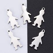 304 Stainless Steel Pendants, Manual Polishing, Stamping Blank Tag, Boy, Stainless Steel Color, 17x9x1.8mm, Hole: 1.2mm(STAS-I140-12S)