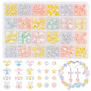Elite Transparent Acrylic Beads, Bead in Bead, AB Color, Faceted, Round, Mixed Color, 9~15.5x9.5~17x7~11.5mm, Hole: 2~3mm(TACR-PH0001-71)