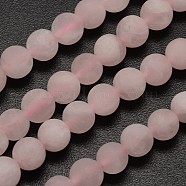 Natural Rose Quartz Beads Strands, Frosted, Round, 10mm, Hole: 1mm, about 38pcs/strand, 14.9 inch(G-D670-10mm)