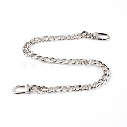 Bag Strap Chains, Iron Curb Link Chains, with Swivel Lobster Claw Clasps, Platinum, 39.6cm(FIND-WH0067-99A)