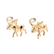 Ion Plating(IP) Brass Charms, Nickel Free, Deer Charms, Real 18K Gold Plated, 13x14.5x9.5mm, Hole: 1.5mm(KK-C005-02G)