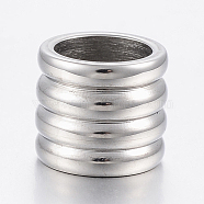 304 Stainless Steel Tube Beads, Stainless Steel Color, 11x10mm, Hole: 8mm(STAS-F150-018P)