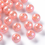 Opaque Acrylic Beads, AB Color Plated, Round, Light Salmon, 16x15mm, Hole: 2.8mm, about 220pcs/500g(MACR-S370-D16mm-A12)