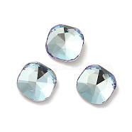 Glass Rhinestone Cabochons, Point Back & Back Plated, Faceted, Square, Light Azore, 7x7x3mm(RGLA-P037-07B-D202)