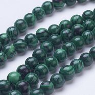 Synthetic Malachite Beads Strands, Round, 8mm, Hole: 1mm, about 51pcs/strand, 15.6 inch(G-D855-02-8mm)